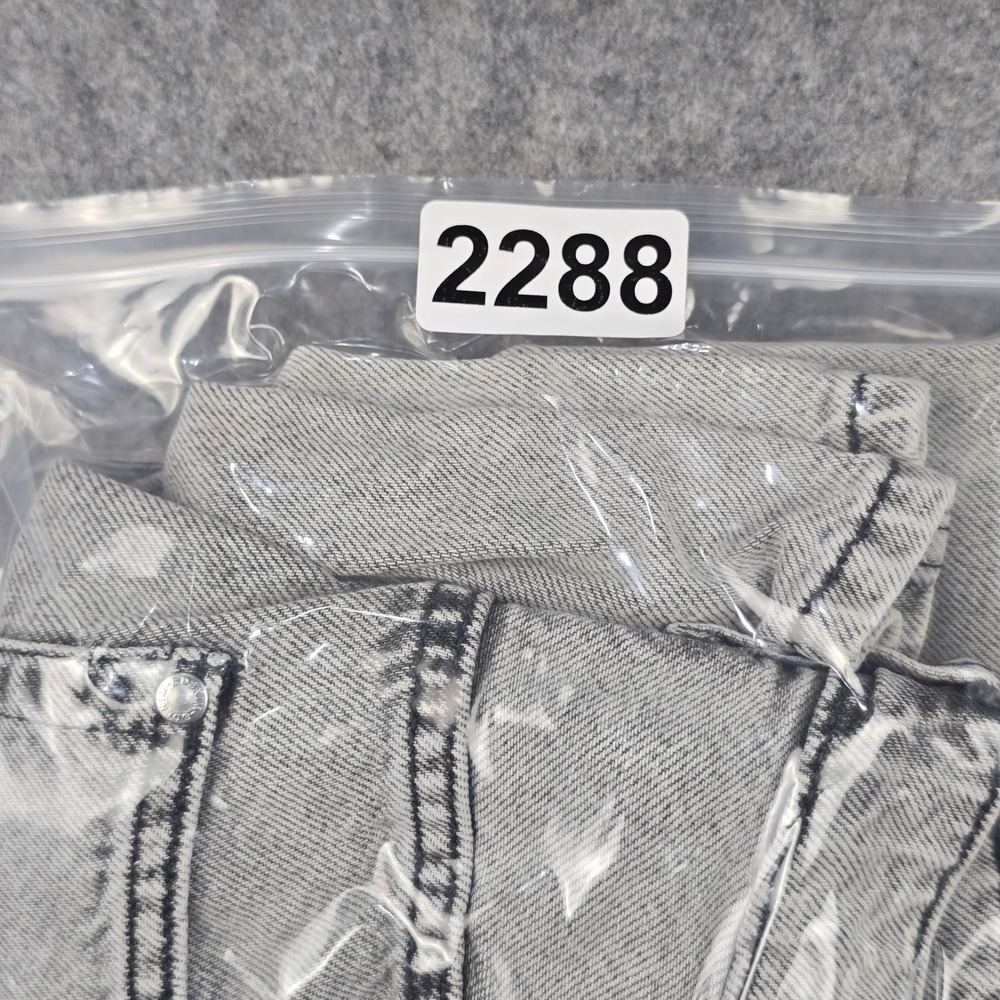 H&M &Denim Wide Leg Jeans Womens 8 Grey Ultra High Waist Acid Wash Regular Fit - Picture 9 of 10